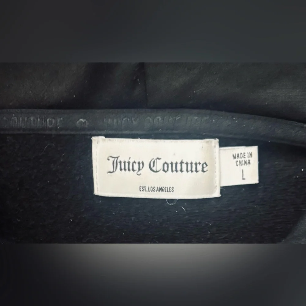 Juicy Couture Black Long Sleeve Hooded Dress Rhinestone Juicy Logo Large